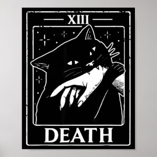 Antieke zwarte kat tarotkaart dood humor halloween poster