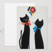 Antieke Zwarte Katten die naar Priesterwijding Kij Feestdagenkaart (Voorkant / Achterkant)