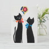 Antieke Zwarte Katten die naar Priesterwijding Kij Feestdagenkaart (Staand voorkant)