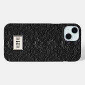 Antieke Zwarte Leren Monogram Tas Case-Mate iPhone Case (Achterkant (horizontaal))