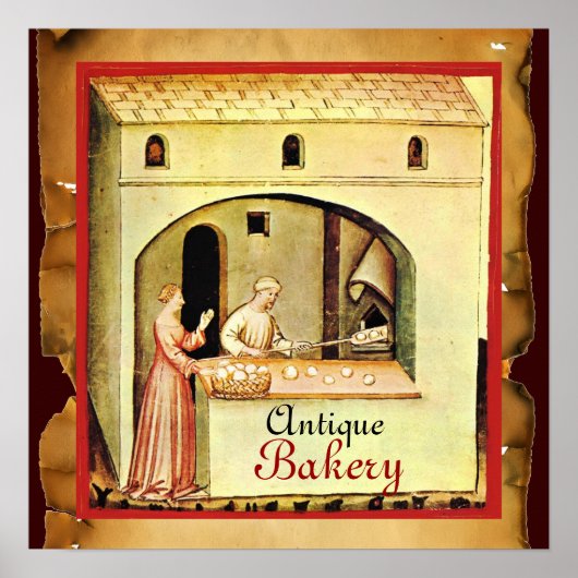 ANTIEKKE OVEN BAKKER, BAKKERIJ BROODWINKEL POSTER (Voorkant)