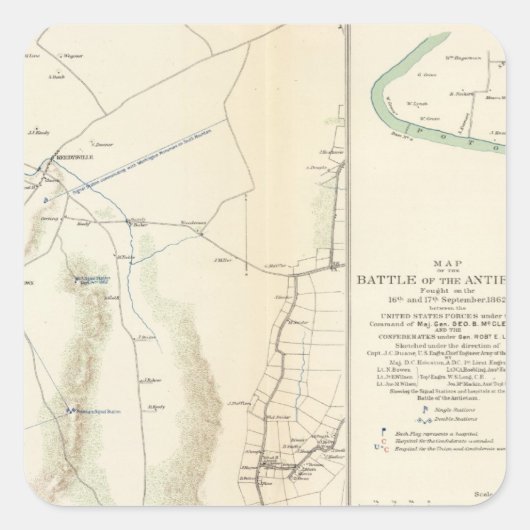 Antietam, Suffolk, Gettysburg Vierkante Sticker (Voorkant)