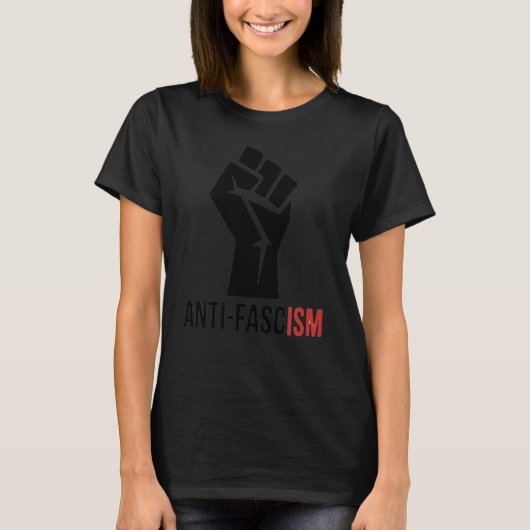 antifascistische eerste Sticker T-shirt (Voorkant)