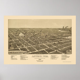 Antigo, WI Panorama Map - 1886 Poster