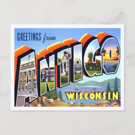 Antigo, Wisconsin  Big Letters Briefkaart (Voorkant)