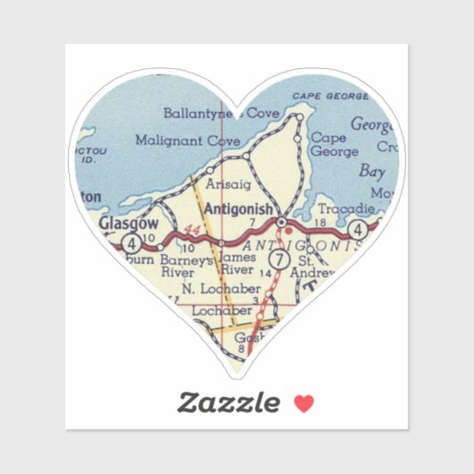 Antigonish Nova Scotia Retro kaart Sticker (Vel)