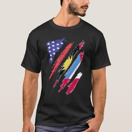 Antigua American Patriot Grown Heart Flag Stripes T-shirt (Voorkant)