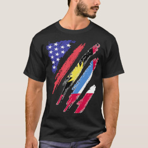 Antigua American Patriot Grown Heart Flag Stripes T-shirt
