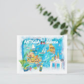 Antigua Barbuda Antilles geïllustreerd Caribisch g Briefkaart (Staand voorkant)