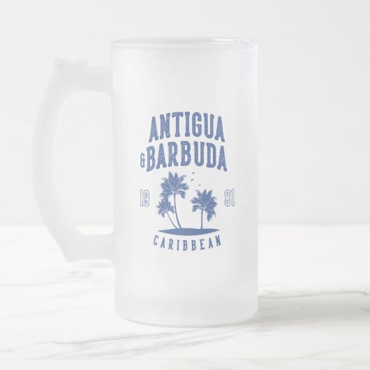 Antigua & Barbuda Caraïbische Palmboom Matglas Bierpul (Links)
