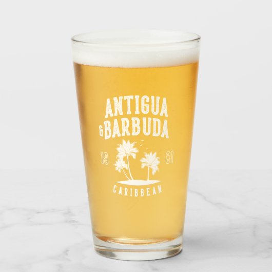 Antigua & Barbuda Caribbean Palm Tree Glas (Voorkant gevuld)
