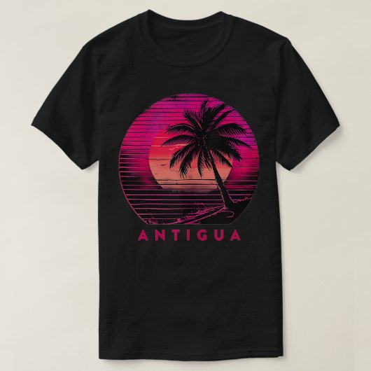 Antigua Barbuda Strand Palm Trees Zomer Zonsonderg T-shirt (Design voorkant)