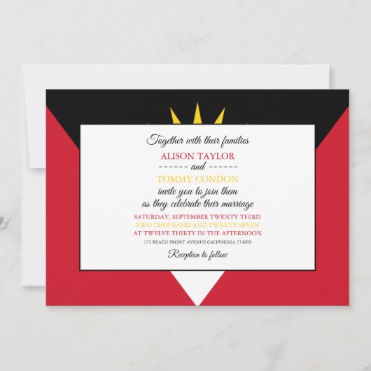 Antigua & Barbuda Vlag, Antiguan Barbudan Huwelijk Kaart (Voorkant)