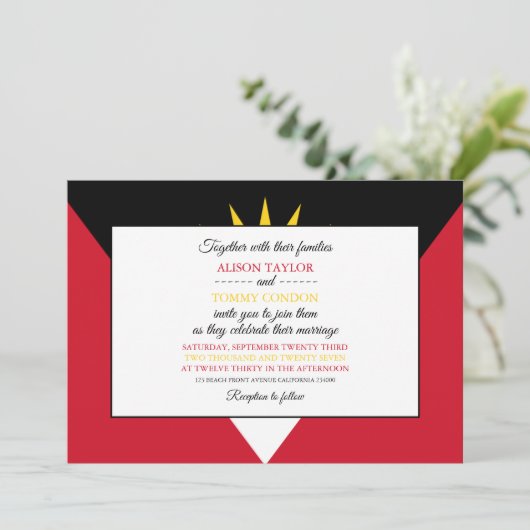 Antigua & Barbuda Vlag, Antiguan Barbudan Huwelijk Kaart (Staand voorkant)