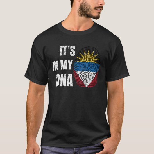 Antigua & Barbuda Vlag Het is In Mijn DNA Caribbea T-shirt (Voorkant)
