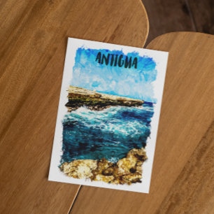 Antigua Caribisch eiland Tropische Waterverf Briefkaart