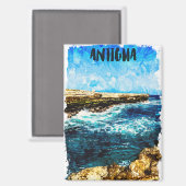 Antigua Caribisch eiland Tropische Waterverf Magneet (Voorkant / Achterkant)