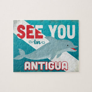 Antigua Dolphin - Retro Vintage Travel Legpuzzel