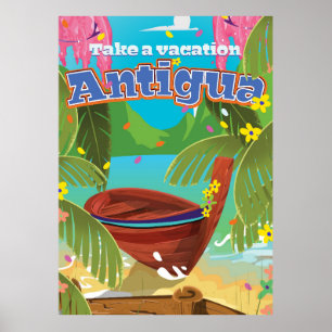 Antigua eiland vintage reisposter kunst. poster