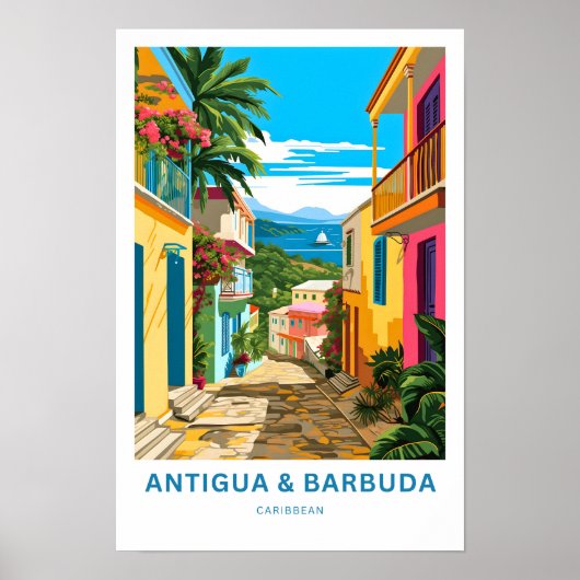 Antigua en Barbuda Caribbean Travel Print (Voorkant)