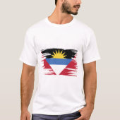 Antigua en Barbuda Flag Brush Art T-shirt (Voorkant)