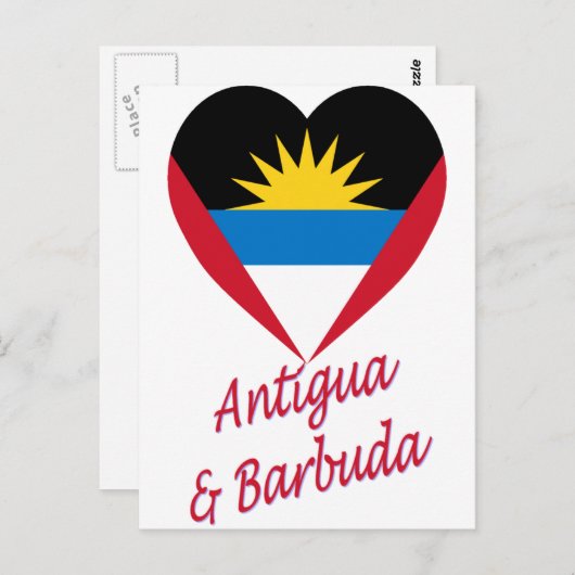 Antigua en Barbuda Flag Heart Briefkaart (Voorkant / Achterkant)