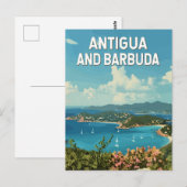 Antigua en Barbuda Illustratie Reizen Art Retro Briefkaart (Voorkant / Achterkant)
