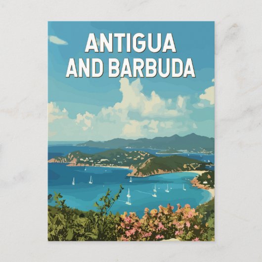 Antigua en Barbuda Illustratie Reizen Art Retro Briefkaart (Voorkant)
