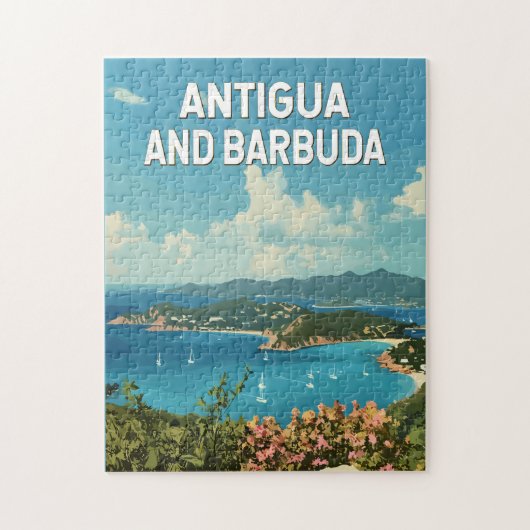 Antigua en Barbuda Illustratie Reizen Art Retro Legpuzzel (Verticaal)