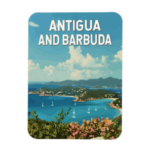 Antigua en Barbuda Illustratie Reizen Art Retro Magneet