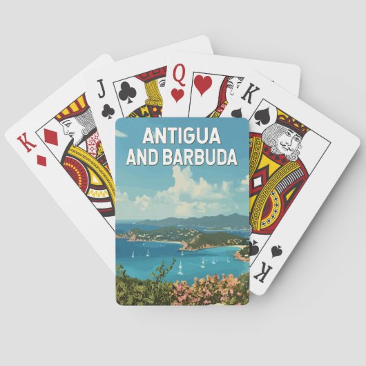 Antigua en Barbuda Illustratie Reizen Art Retro Pokerkaarten (Achterkant)
