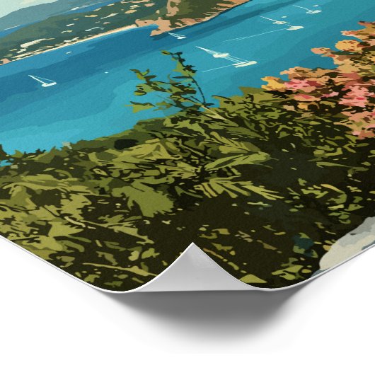 Antigua en Barbuda Illustratie Reizen Art Retro Poster (Hoek)