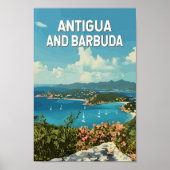 Antigua en Barbuda Illustratie Reizen Art Retro Poster (Voorkant)