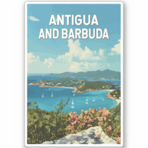 Antigua en Barbuda Illustratie Reizen Art Retro Sticker