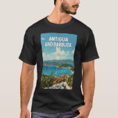 Antigua en Barbuda Illustratie Reizen Art Retro T-shirt (Voorkant)