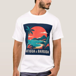 Antigua en Barbuda Moderne Geometrische Reis Kunst T-shirt
