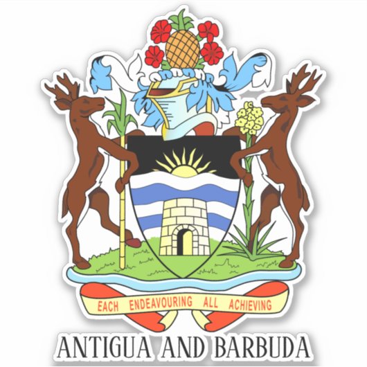 Antigua en Barbuda National Coat Arms Patriotic Sticker (Voorkant)