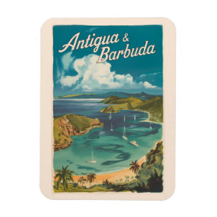 Antigua en Barbuda Painterly Travel Art Vintage Magneet