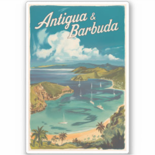 Antigua en Barbuda Painterly Travel Art Vintage Sticker