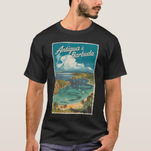 Antigua en Barbuda Painterly Travel Art Vintage T-shirt