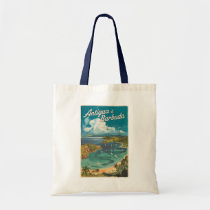Antigua en Barbuda Painterly Travel Art Vintage Tote Bag