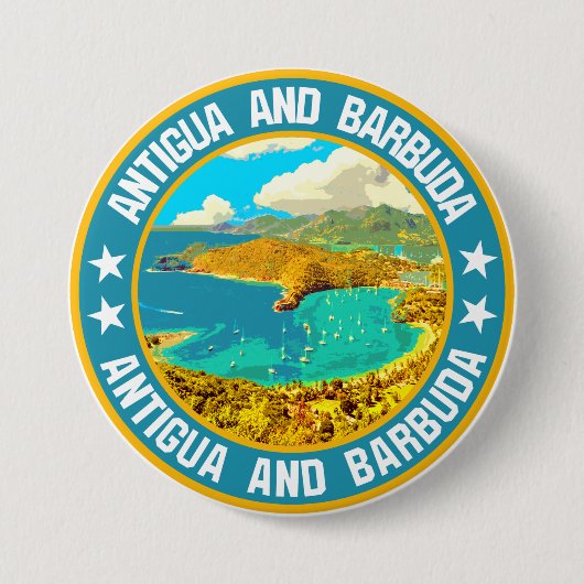 Antigua en Barbuda Ronde Button 7,6 Cm (Voorkant)