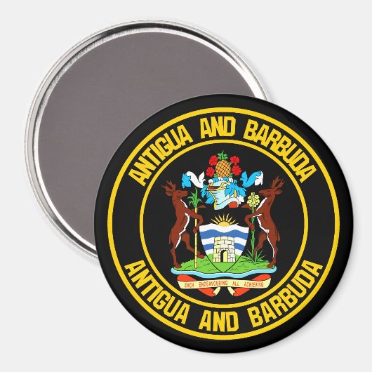 Antigua en Barbuda Round Emblem Magneet (Voorkant / Achterkant)