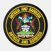 Antigua en Barbuda Round Emblem Magneet (Voorkant)