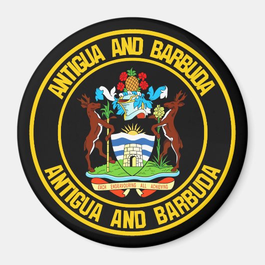 Antigua en Barbuda Round Emblem Magneet (Voorkant)