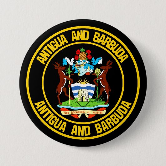 Antigua en Barbuda Round Emblem Ronde Button 7,6 Cm (Voorkant)