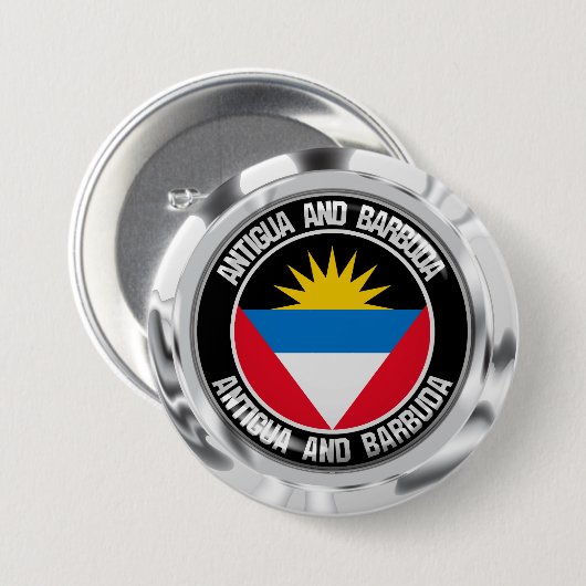 Antigua en Barbuda Round Emblem Ronde Button 7,6 Cm (Voorkant /achterkant)
