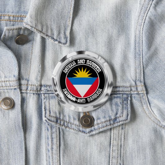 Antigua en Barbuda Round Emblem Ronde Button 7,6 Cm (In situ)