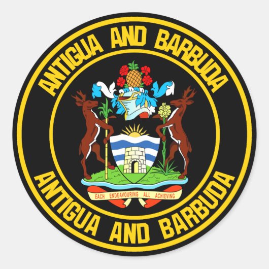 Antigua en Barbuda Round Emblem Ronde Sticker (Voorkant)