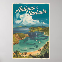 Antigua en Barbuda Schilderachtige Reis Kunst Vint Poster